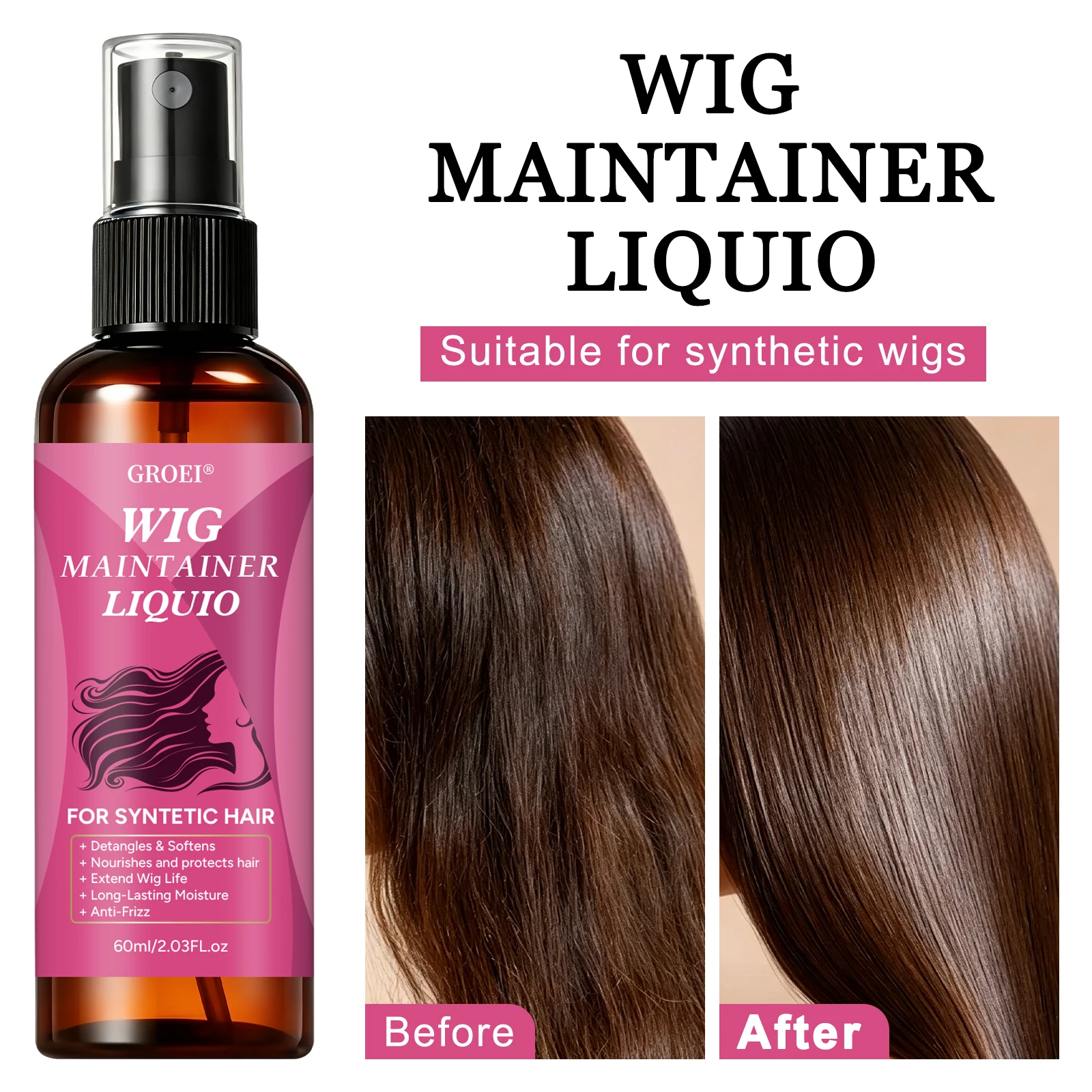 Synthetic Wigs - GROEI Elektriklenmeyi Önleyici Peruk Bakım Spreyi