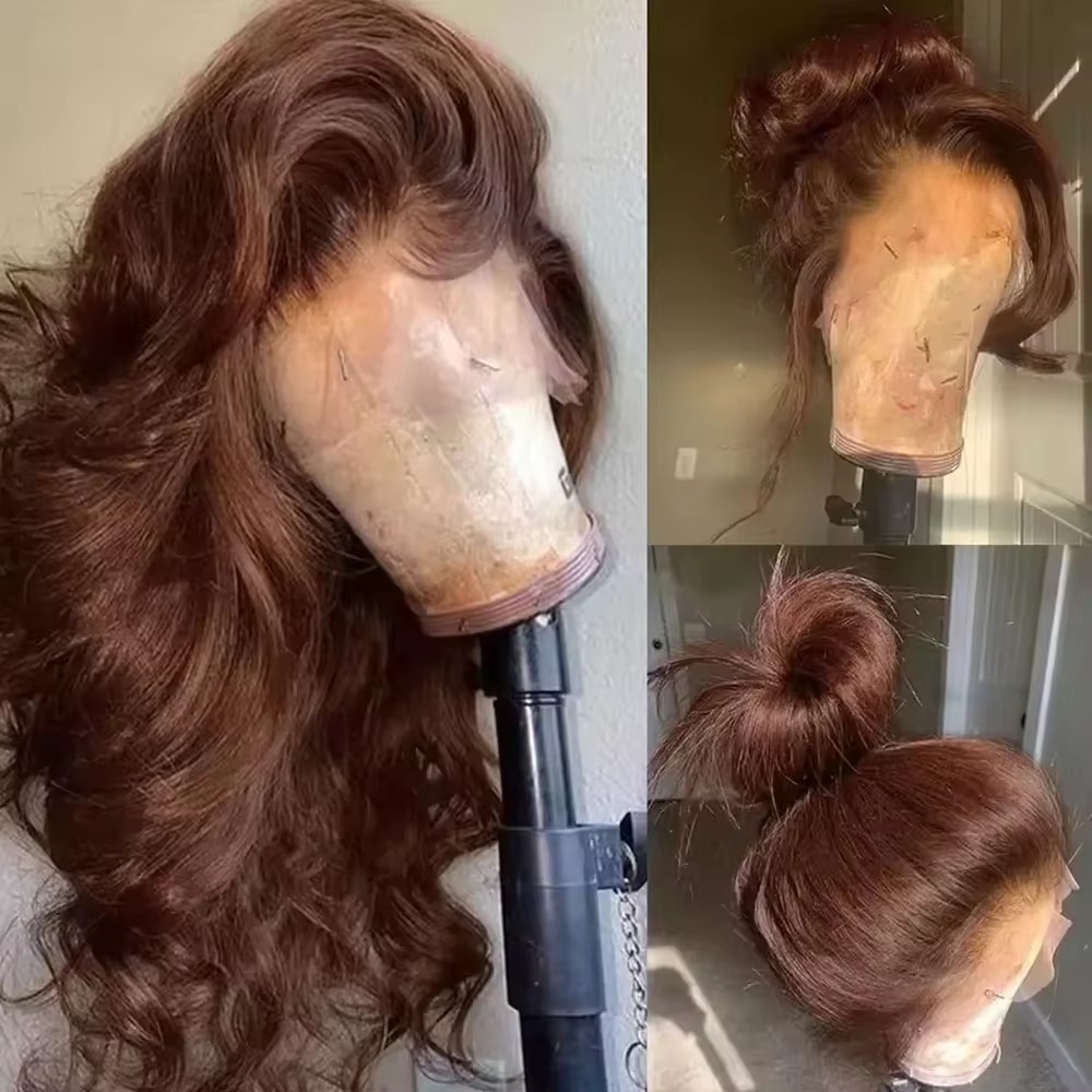 Hd Lace Frontal Wig Human Hair Pre Plucked - Smilegirl Body Wave Çikolata Kahverengi Dantel