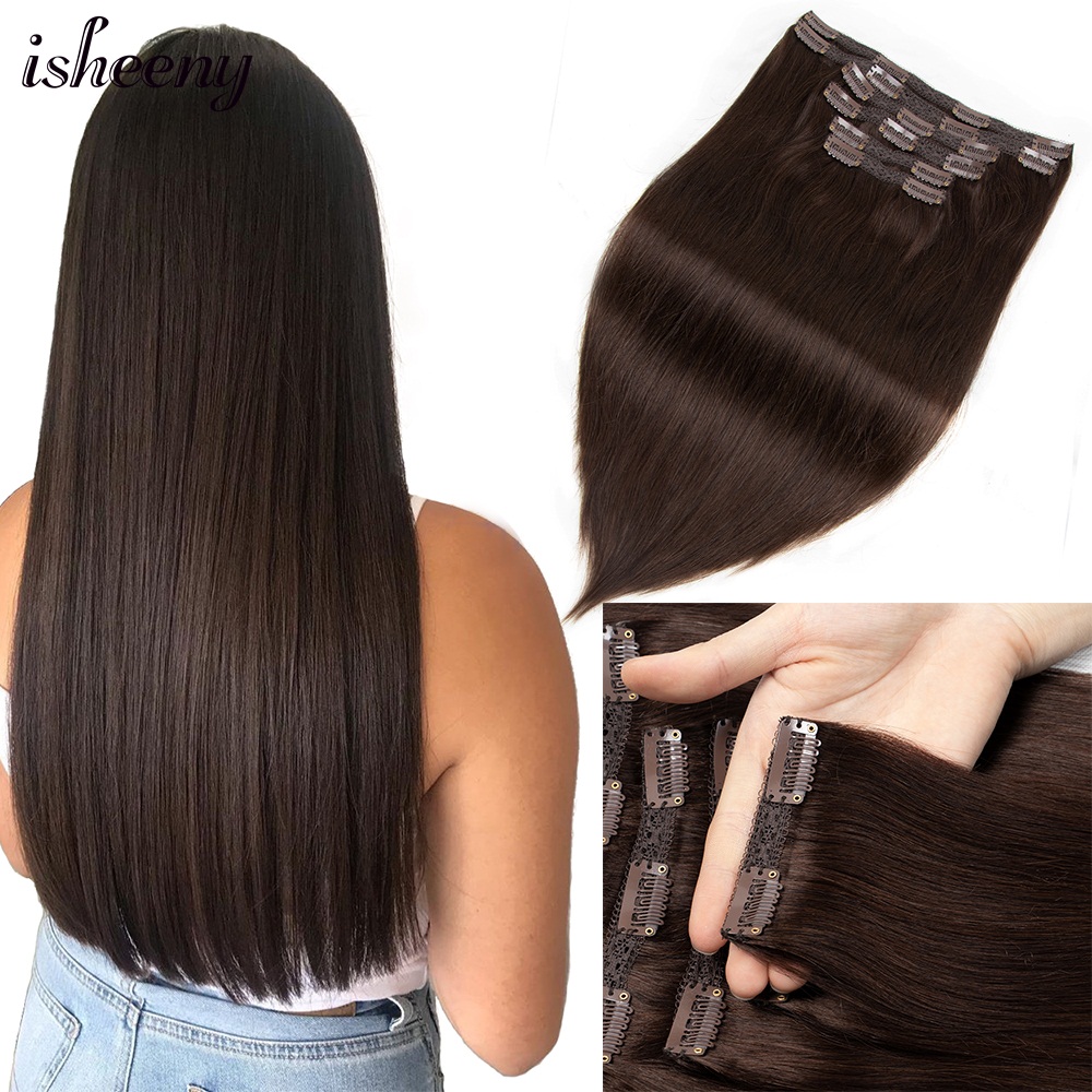 Seamless Clip In Hair Extensions Human Hair - Isheeny 140-240G hacim klip insan saçı