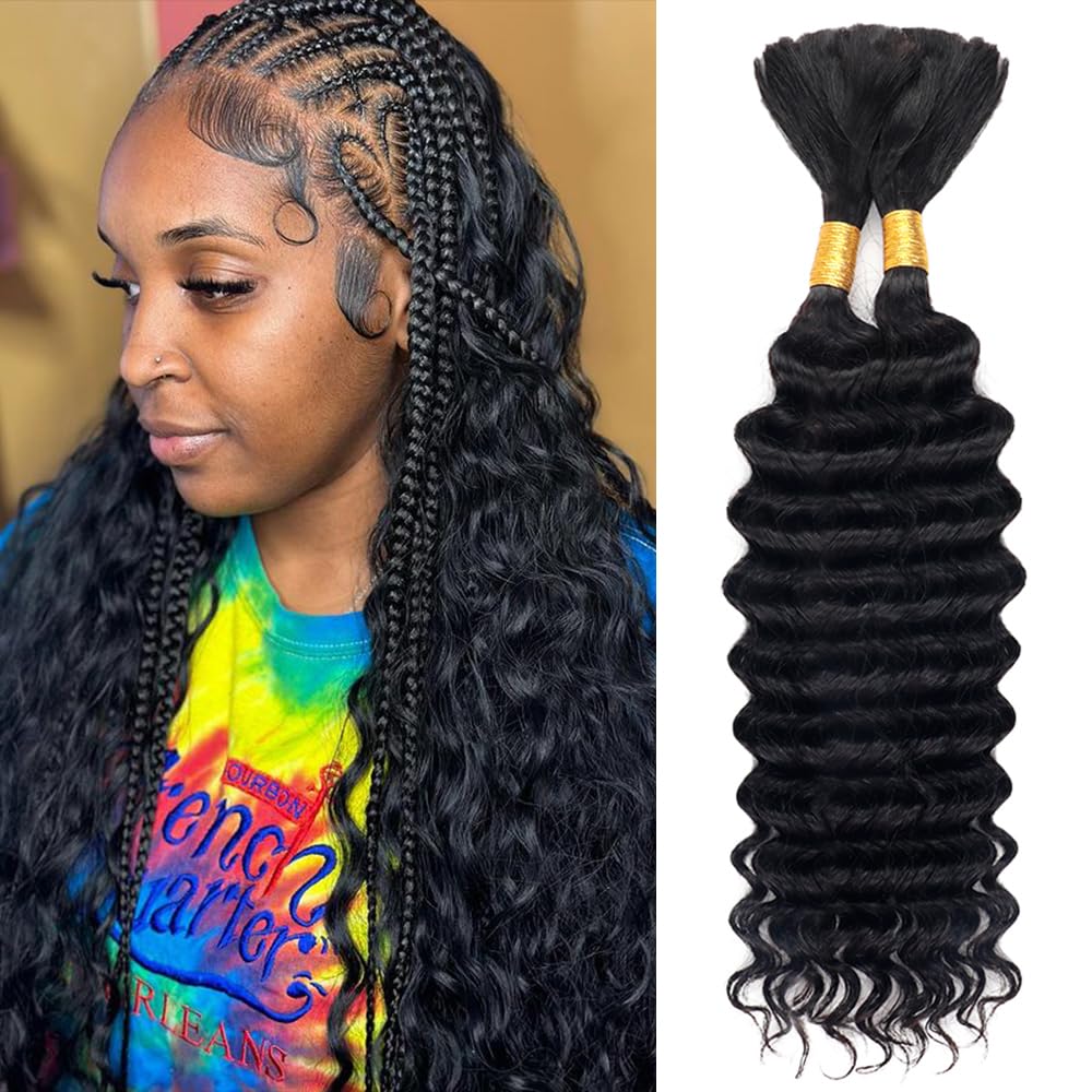 Water Wave Bulk Human Hair For Braiding - Derin Dalga, Örgü İçin İşlenmemiş Gerçek