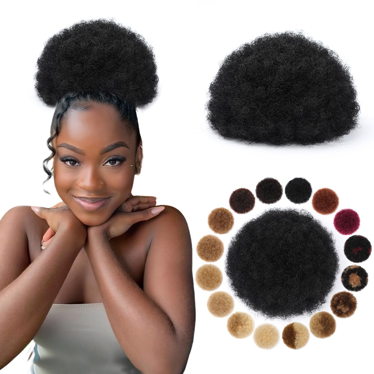 Drawstring Afro Curly Puff Ponytail - Afro Puff Sentetik İpli At Kuyruğu
