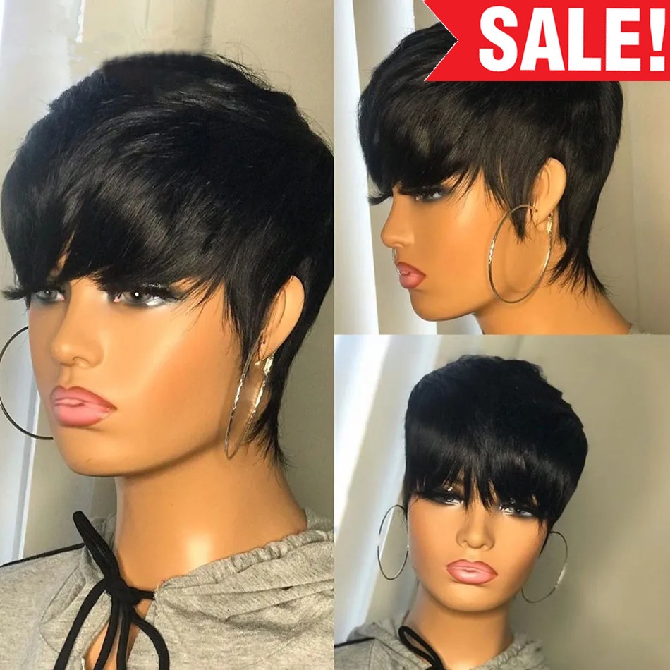 Short Pixie Cut Wig Human Hair Cheap - Kısa İnsan Saçı Peruklar Pixie Kesim