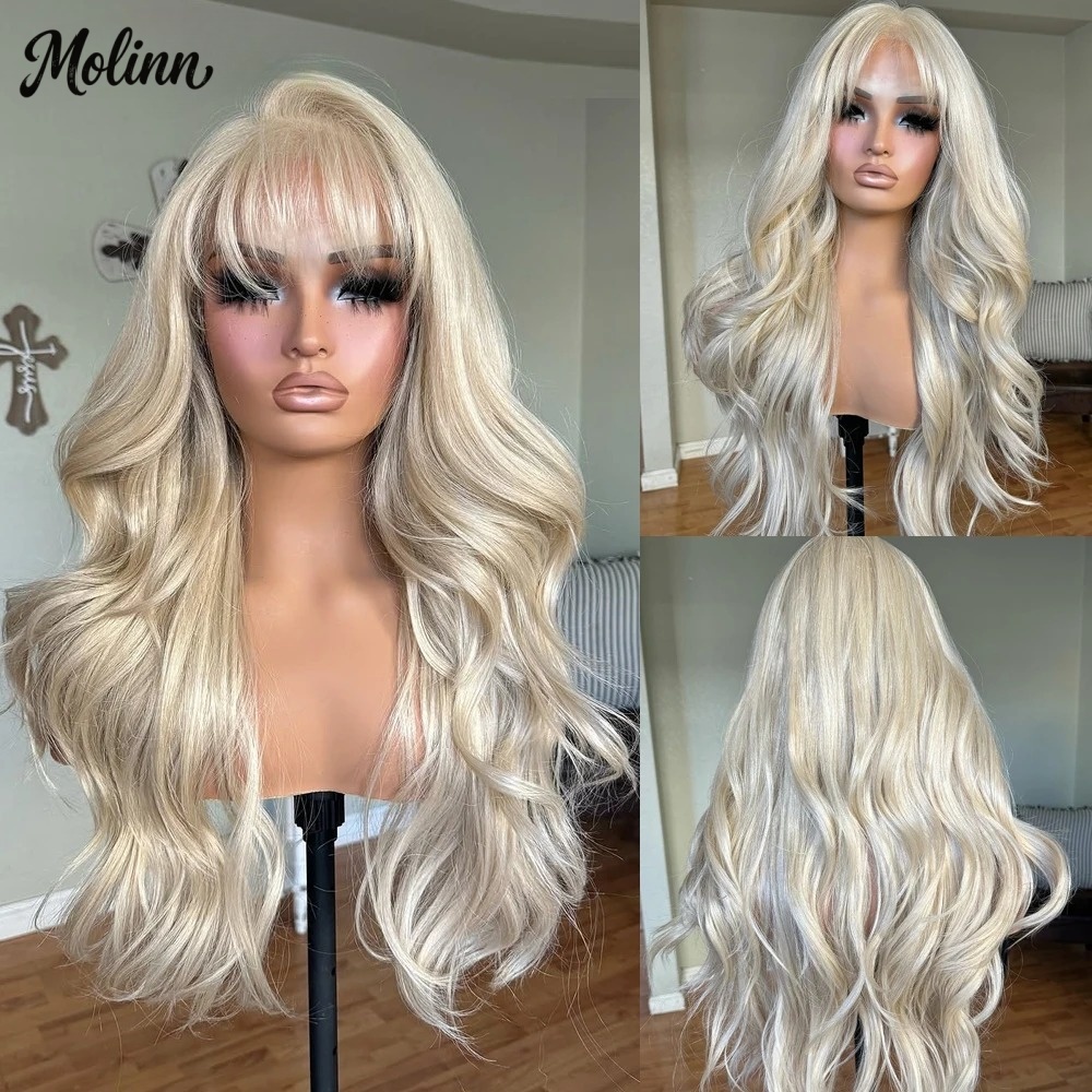 613 Blonde Body Wave Lace Front Wig - 613 Sarı Renkli Su Dalgası Sentetik