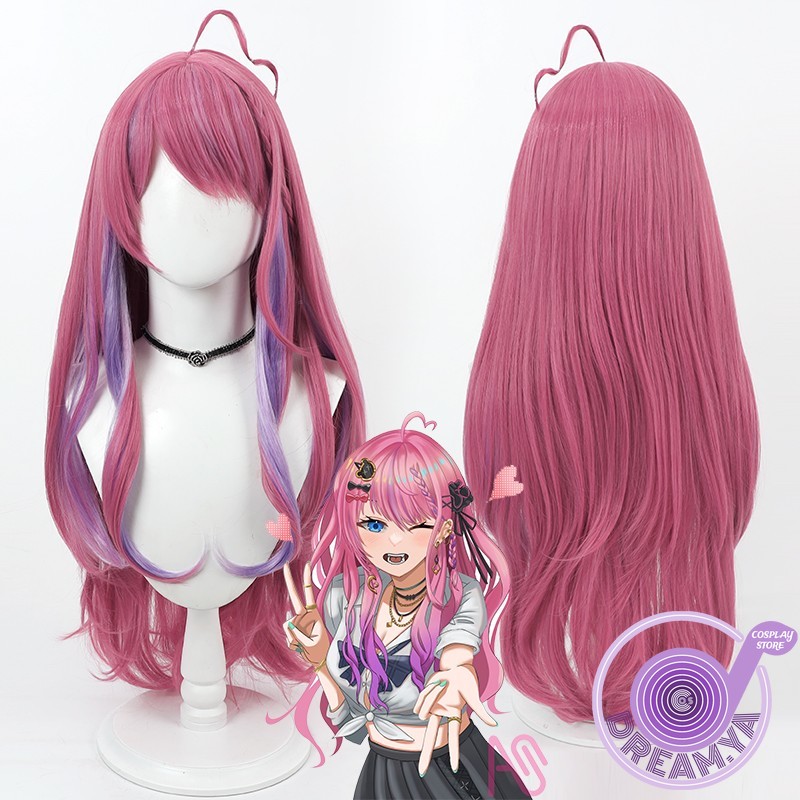 Synthetic Wigs - Kuramochi Meruto Cosplay Peruk Vtuber Pembe