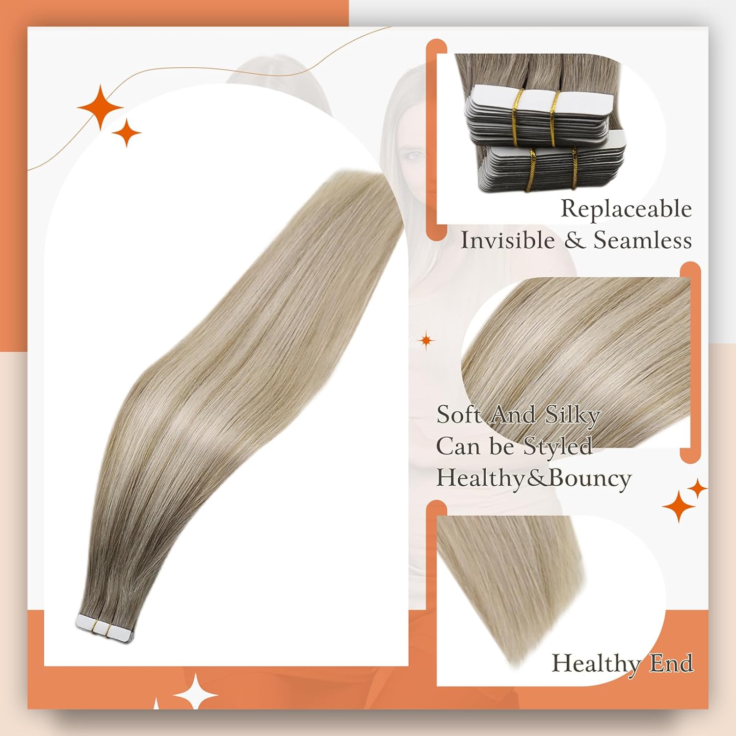 İnsan Saç Uzantılarında Tam Pa - Invisible Tape In Extensions Real Hair incelemesi ve fiyatı