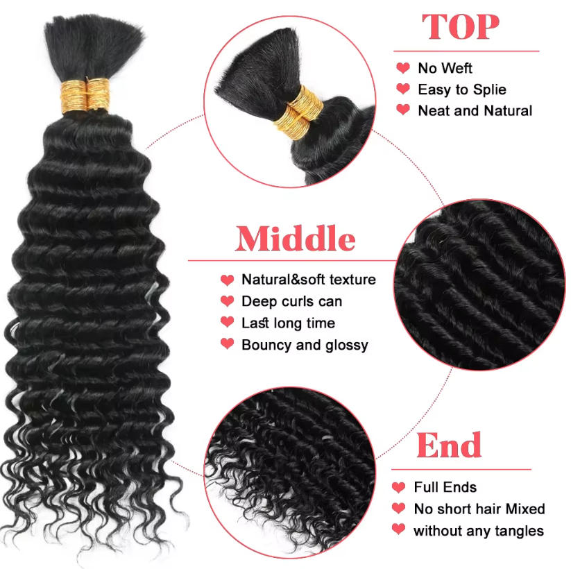 Sıkışmayan Dökme İnsan Saçı De - Water Wave Bulk Human Hair For Braiding incelemesi ve fiyatı