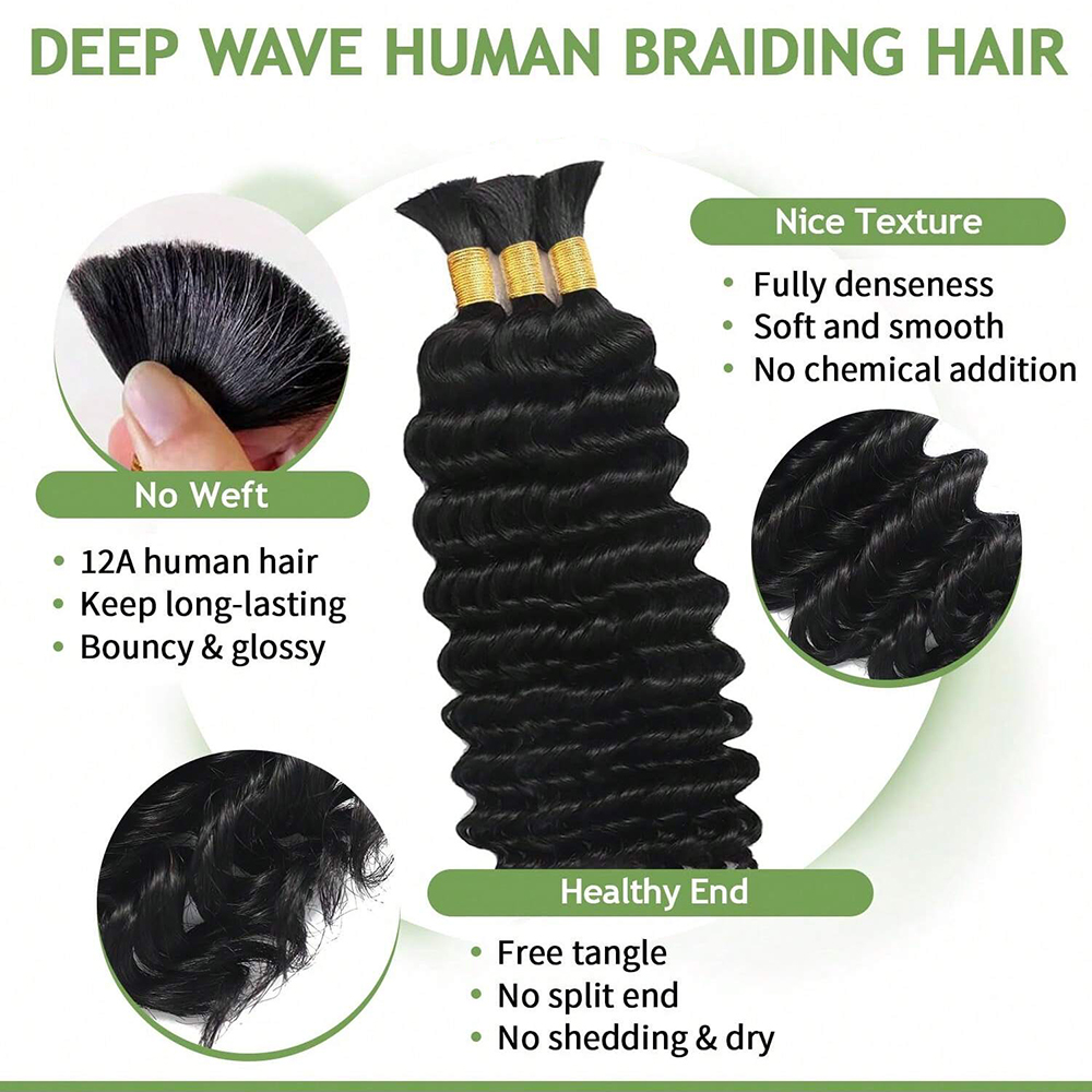 İnsan Saçı Örgü Saçı Derin Su  - Water Wave Bulk Human Hair For Braiding incelemesi ve fiyatı