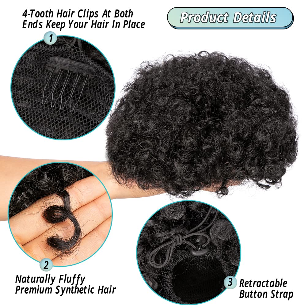 Küçük kızlar çocuklar için sen - Drawstring Afro Curly Puff Ponytail incelemesi ve fiyatı