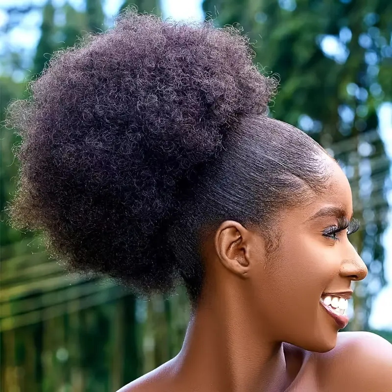 1 adet kadın 10 inç Afro Kinky - Drawstring Afro Curly Puff Ponytail incelemesi ve fiyatı